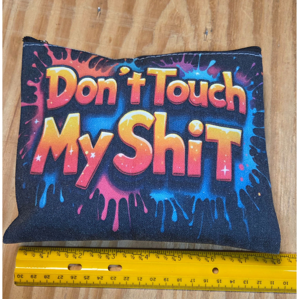 Funny Canvas Zipper Pouch Multicolor 8" x 6" Bold Graphic Print Multipurpose Use