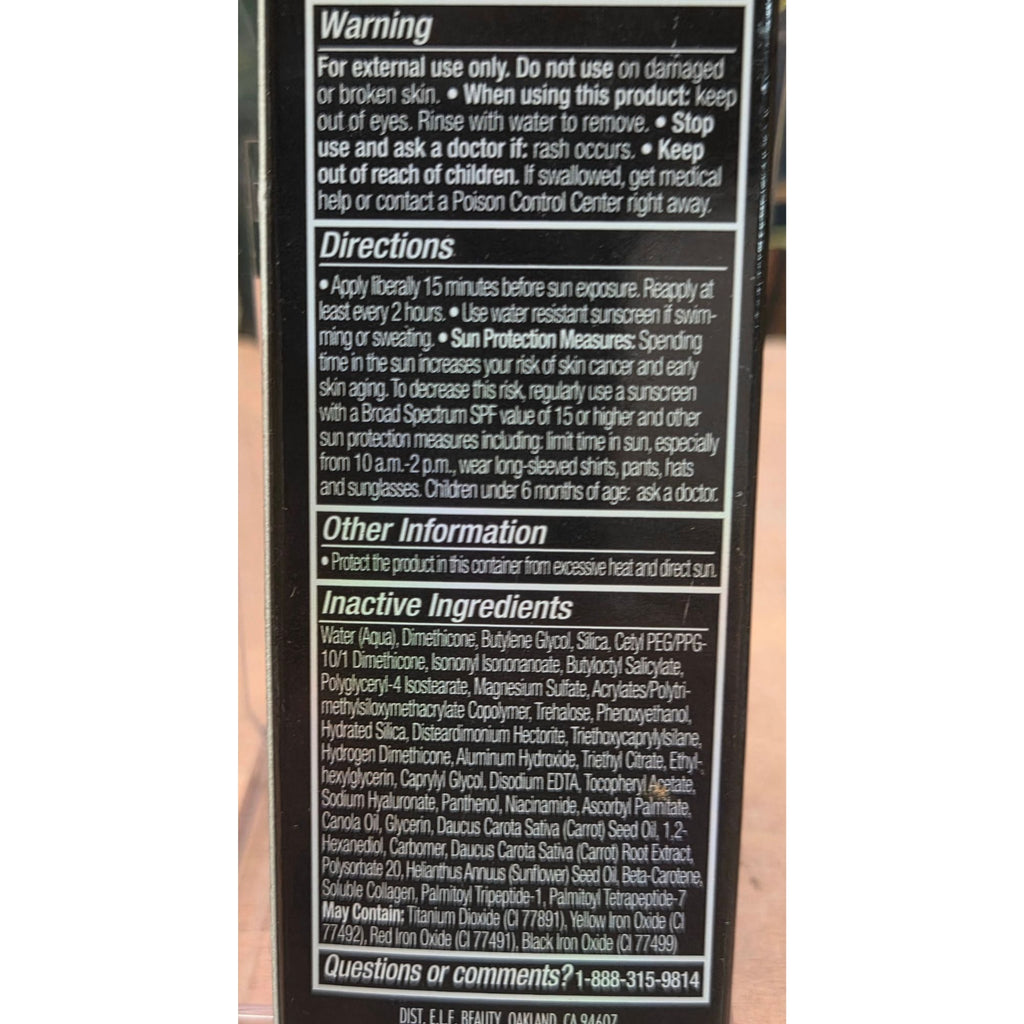 E.l.f. Camo CC Cream Medium 330W Semi-Matte SPF 30 Full Coverage 04-2027