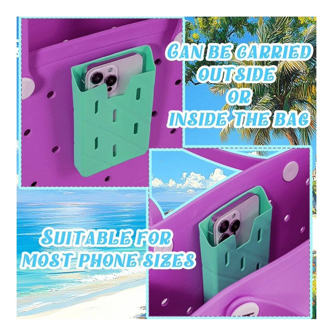 Phone Holder & Flower Charms For Bogg Bag Silicone Large Capacity Easy Snap-On