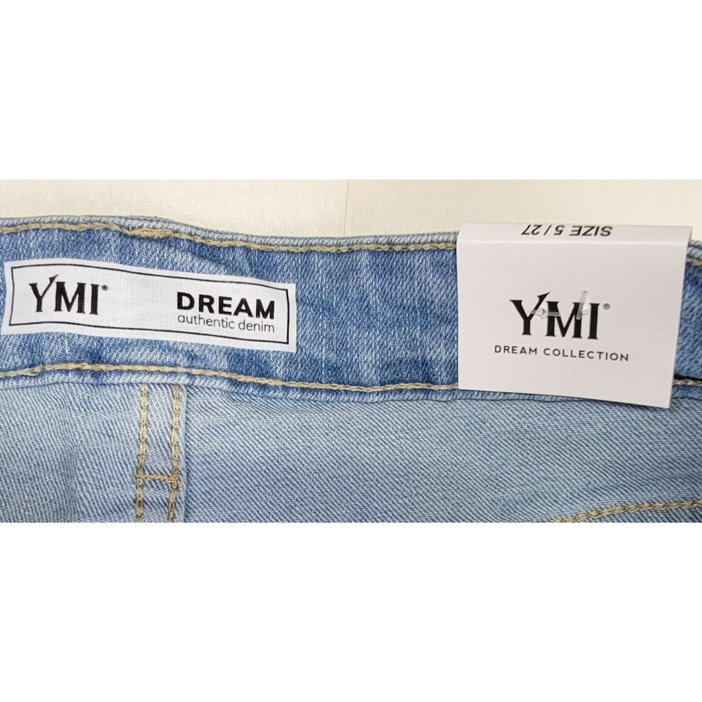 YMI Dream Collection Mom Jeans Light Wash Distressed Denim Womens 5/27 New Tags