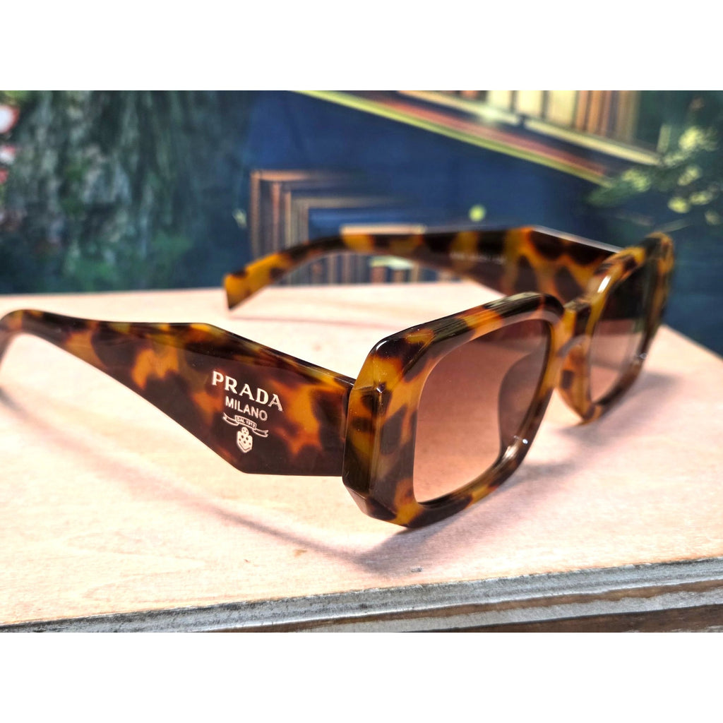 NOT (Prada Milano) Oversized Square Sunglasses Tortoise Shell Frame Brown Gradient Lenses