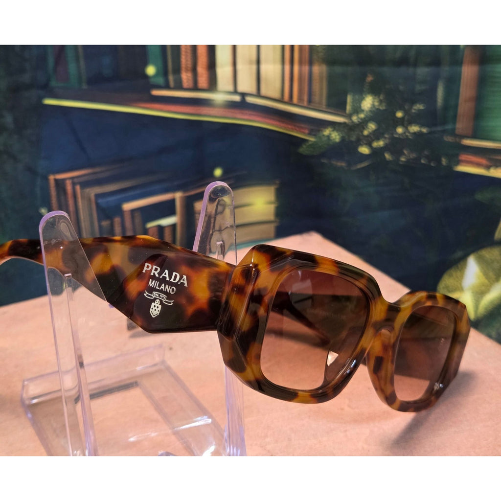 NOT (Prada Milano) Oversized Square Sunglasses Tortoise Shell Frame Brown Gradient Lenses
