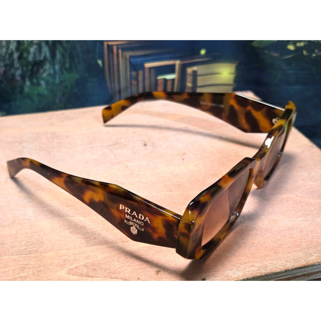 NOT (Prada Milano) Oversized Square Sunglasses Tortoise Shell Frame Brown Gradient Lenses
