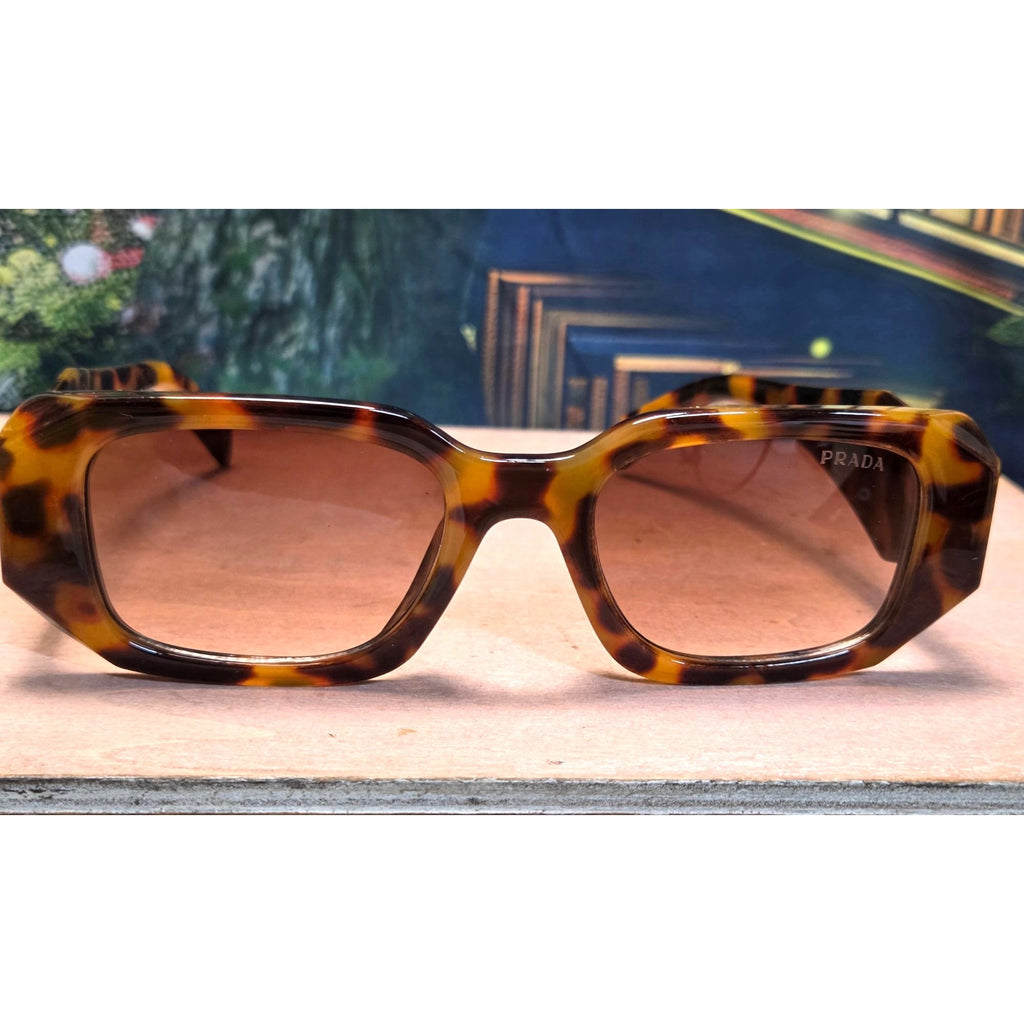 NOT (Prada Milano) Oversized Square Sunglasses Tortoise Shell Frame Brown Gradient Lenses
