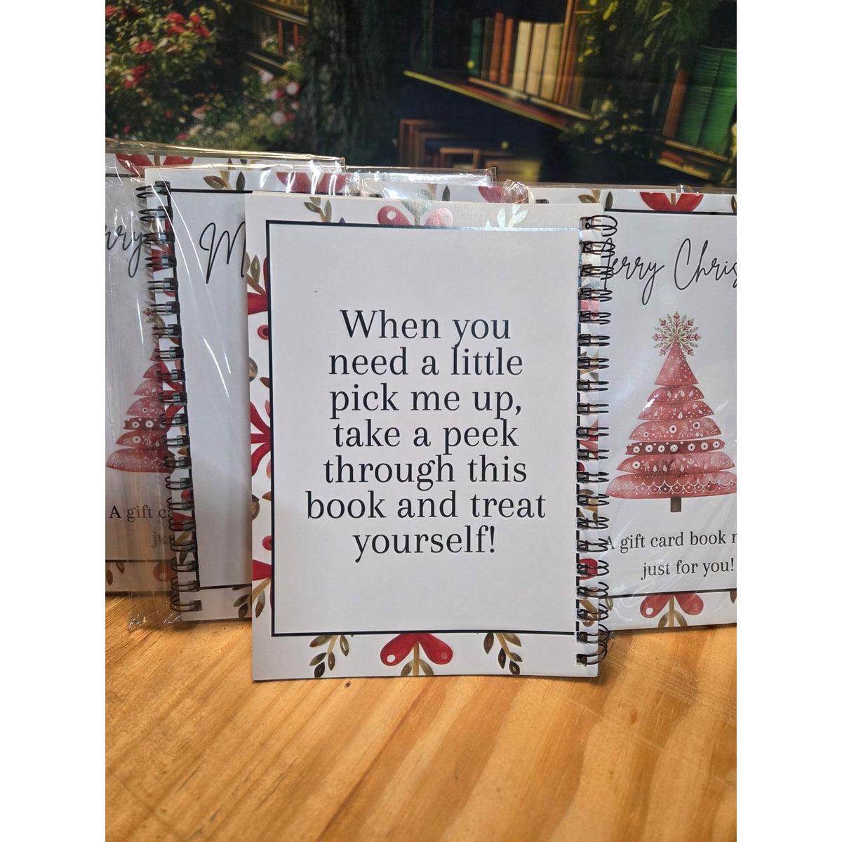Christmas Gift Card Holder Book 12 Page Spiral Binding Festive Design 5-Pack