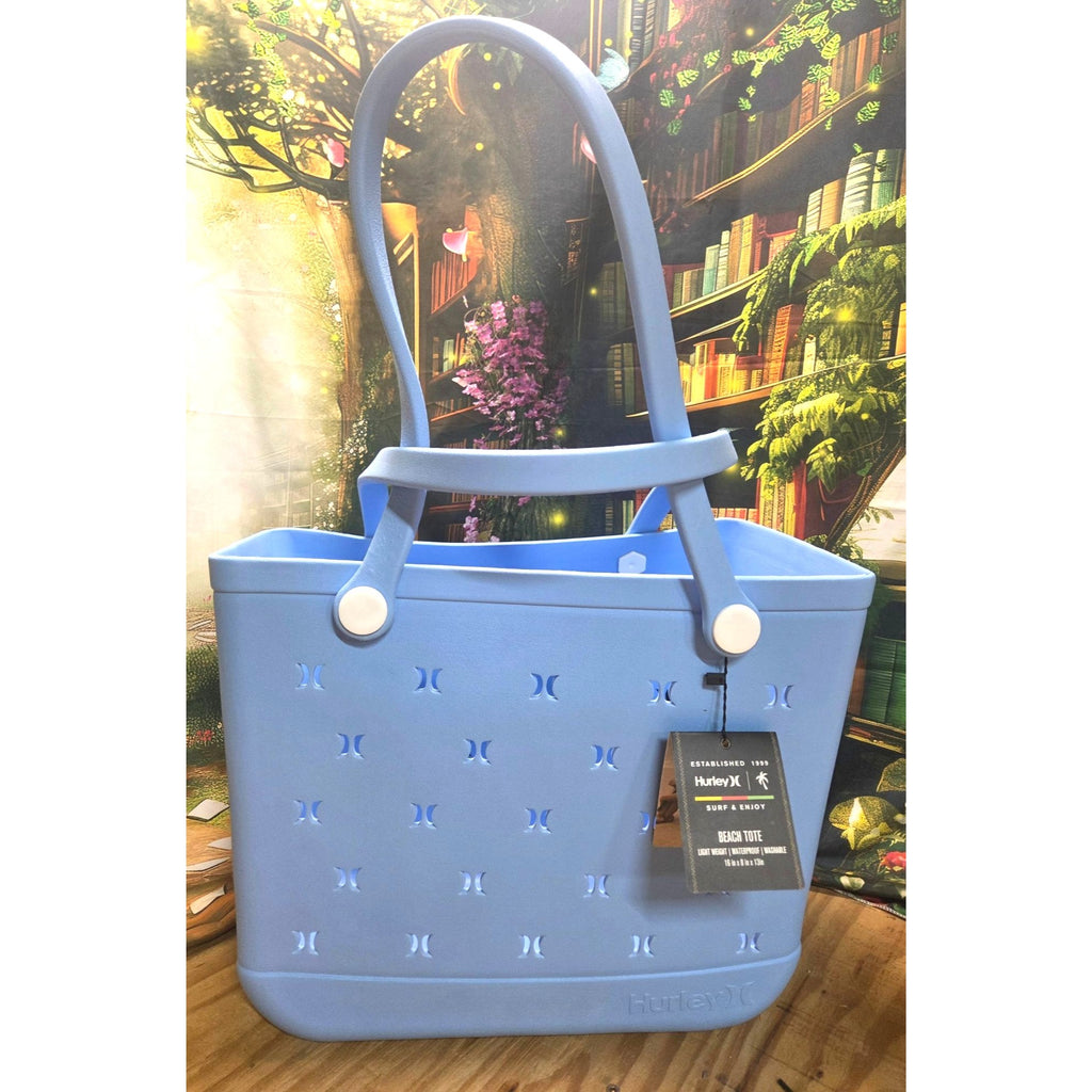 Hurley Blue Lightweight Rubber Waterproof Washable Beach Tote 16"x13"x8"