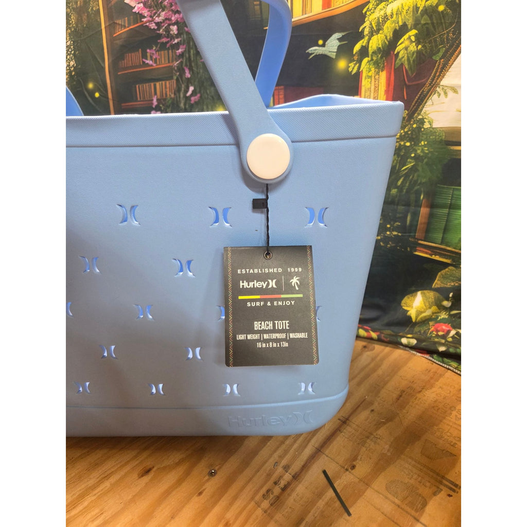 Hurley Blue Lightweight Rubber Waterproof Washable Beach Tote 16"x13"x8"