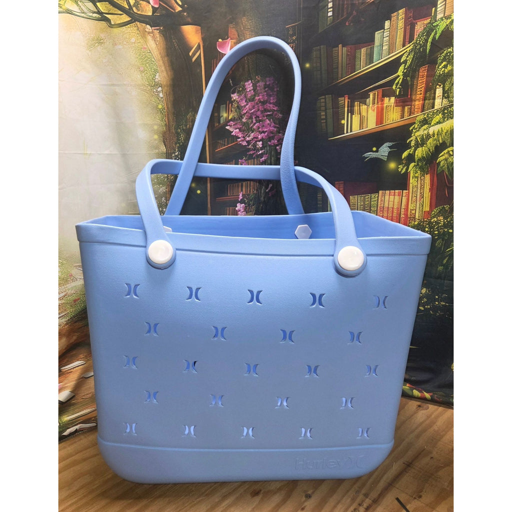 Hurley Blue Lightweight Rubber Waterproof Washable Beach Tote 16"x13"x8"