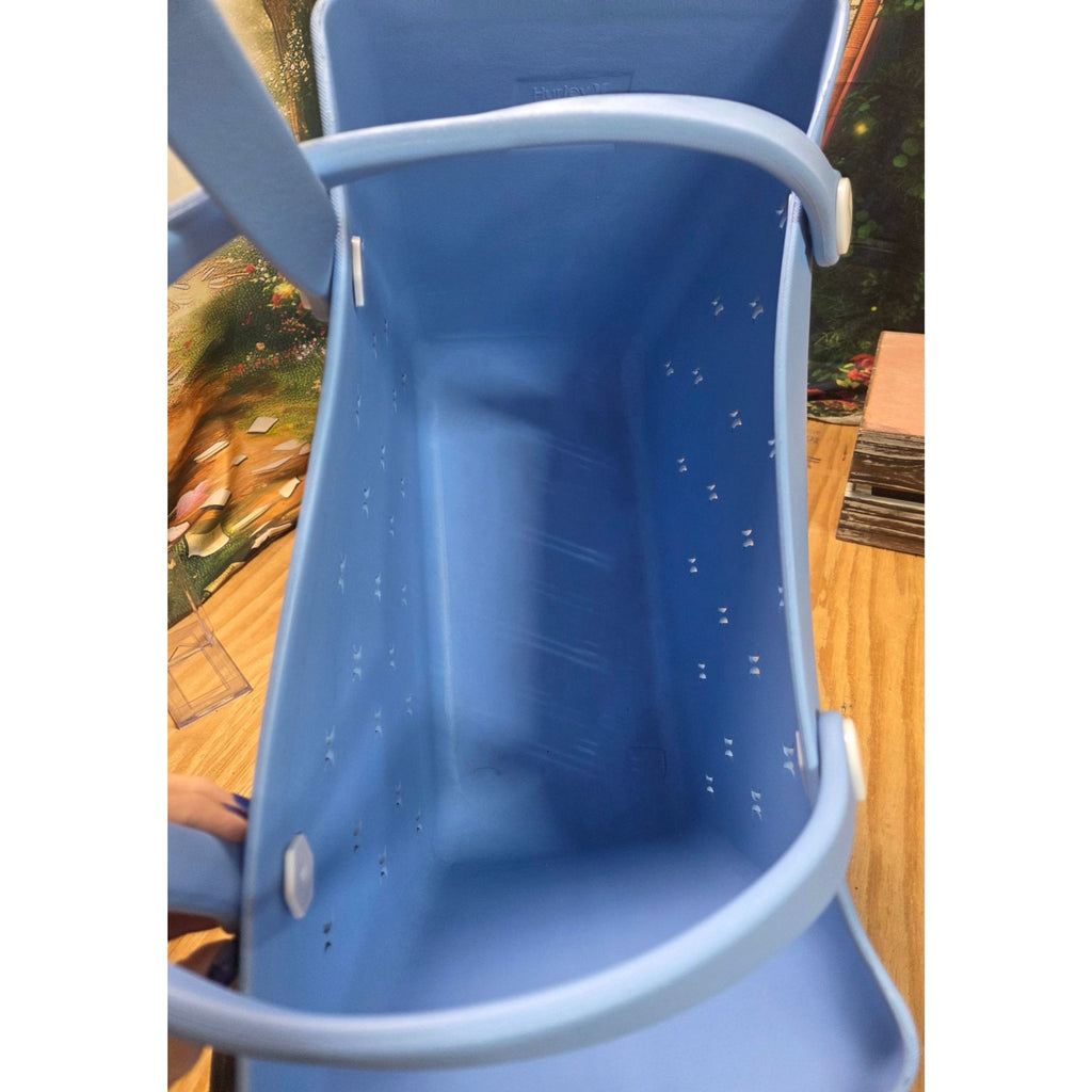 Hurley Blue Lightweight Rubber Waterproof Washable Beach Tote 16"x13"x8"