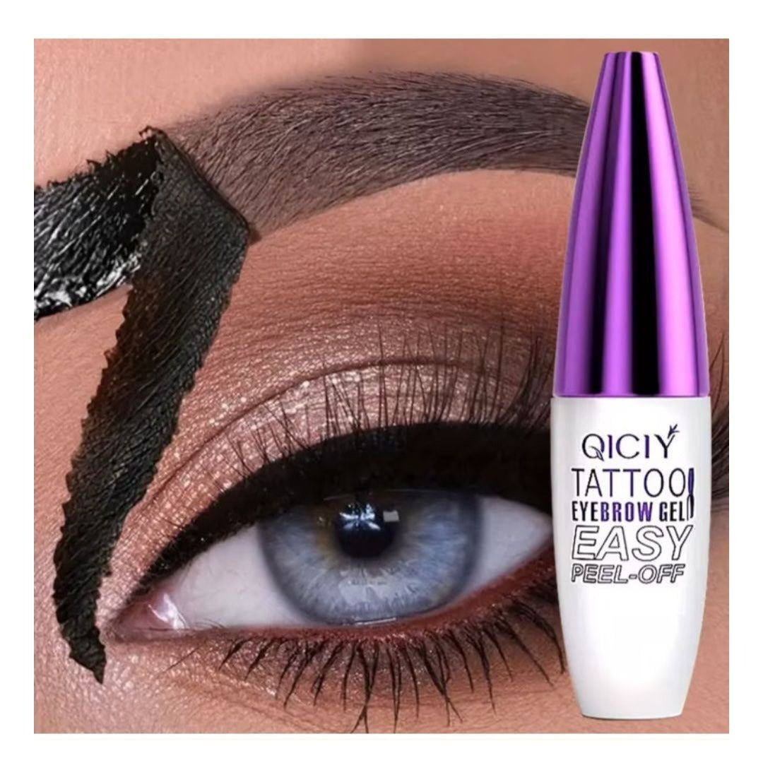 Qiciy Tattoo Eyebrow Gel Lt. Brown Easy Peel-Off Long-Lasting 3-Day Tint 0.35oz