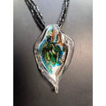 Handcrafted Glass Pendant Necklace Black Beaded 4 Strand Multicolor Abstract