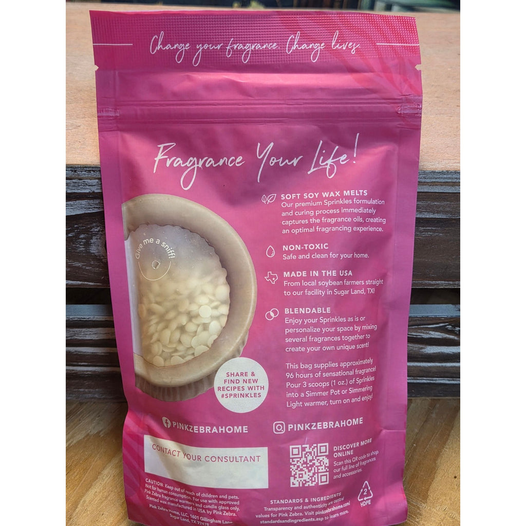 Pink Zebra Spiced Vanilla Latte Sprinkles Fragranced Wax Melts 3.75 Oz Soft Soy Non-Toxic Made In USA