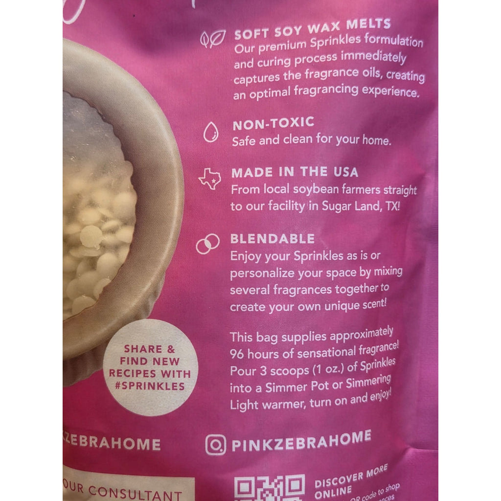 Pink Zebra Spiced Vanilla Latte Sprinkles Fragranced Wax Melts 3.75 Oz Soft Soy Non-Toxic Made In USA