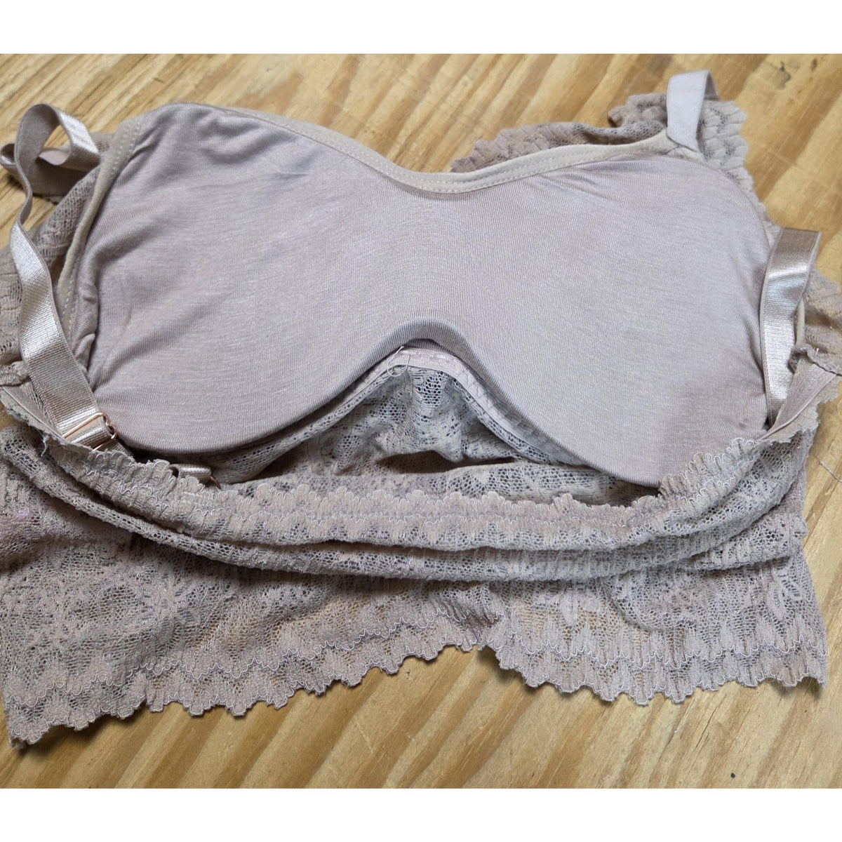 Jady K Lot Of 2 Womens Lace Bralette Bras Size Small Wireless Padded Taupe