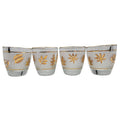 Vintage Libbey Frosted Cocktail Old Fashioned Gold Leaf Foliage Glasses Set of 4