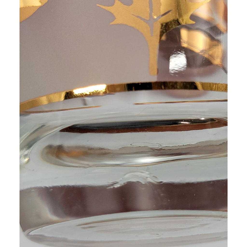 Vintage Libbey Frosted Cocktail Old Fashioned Gold Leaf Foliage Glasses Set of 4