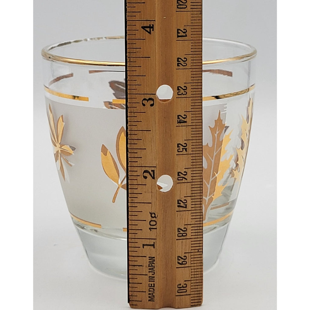 Vintage Libbey Frosted Cocktail Old Fashioned Gold Leaf Foliage Glasses Set of 4