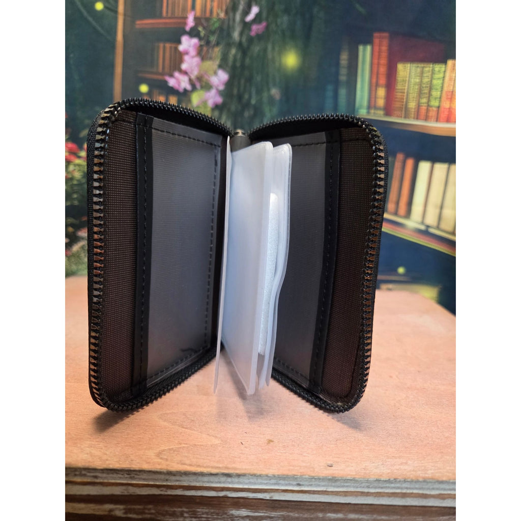 Zip Credit Card/picture Wallet Faux Leather 10 sleeves