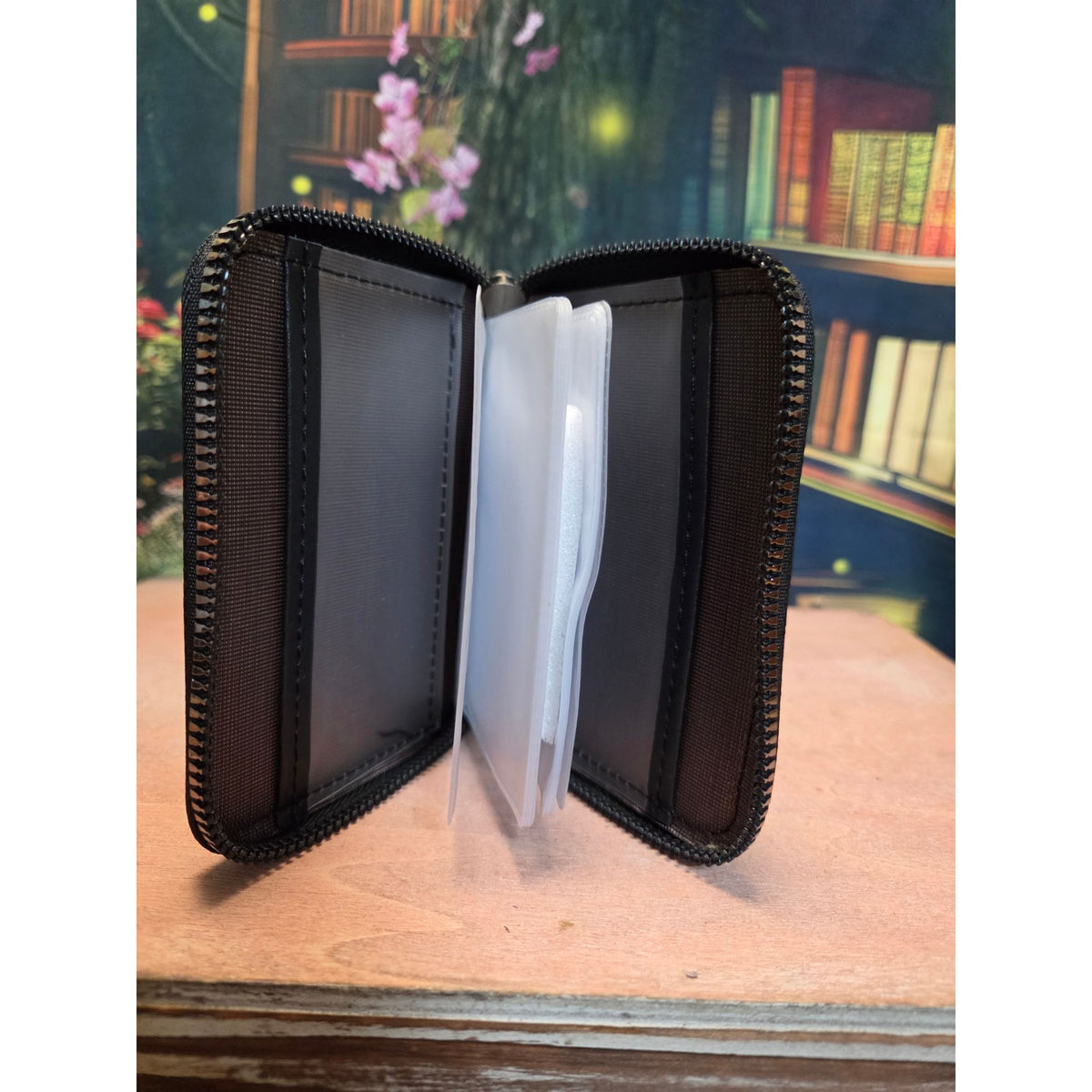 Zip Credit Card/picture Wallet Faux Leather 10 sleeves
