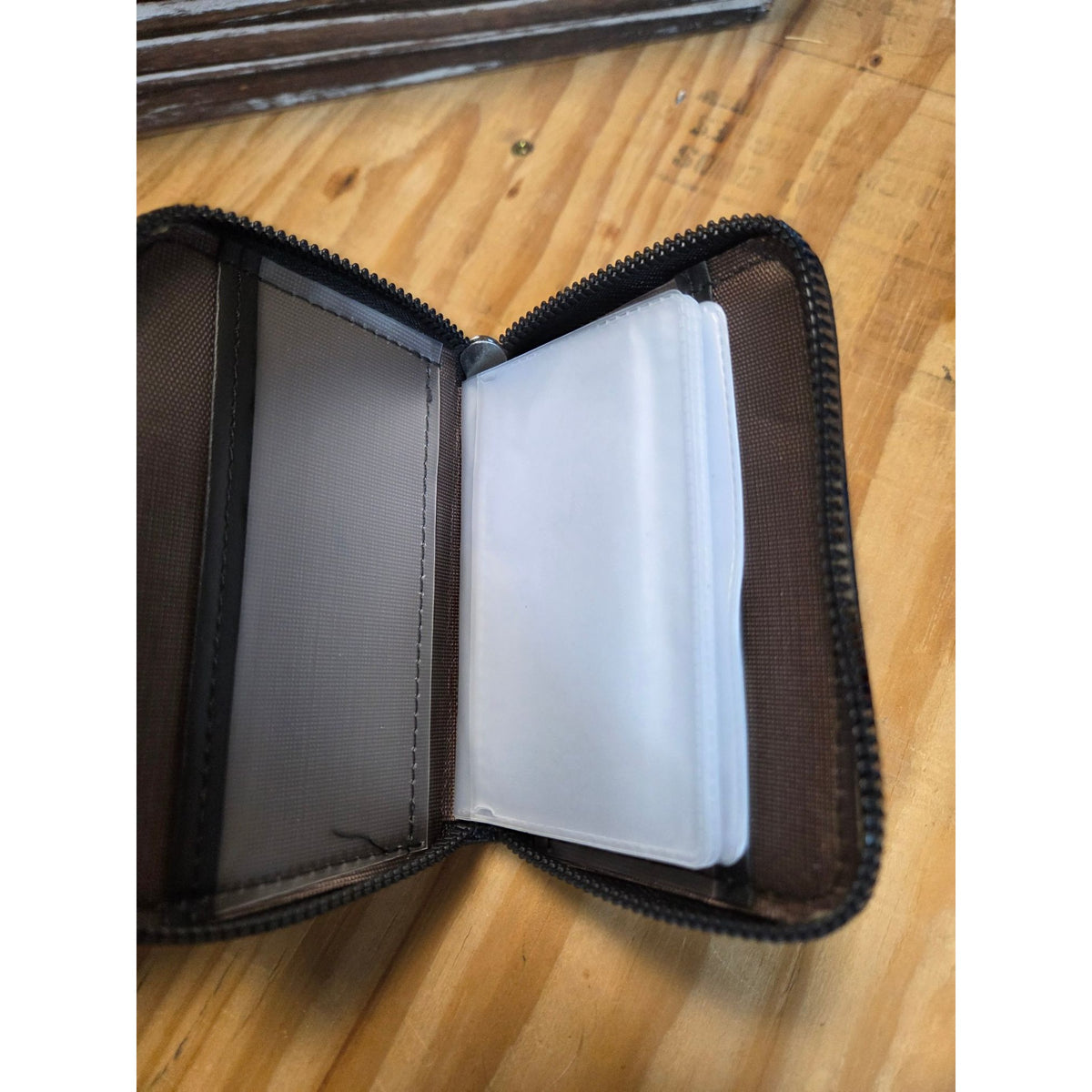 Zip Credit Card/picture Wallet Faux Leather 10 sleeves