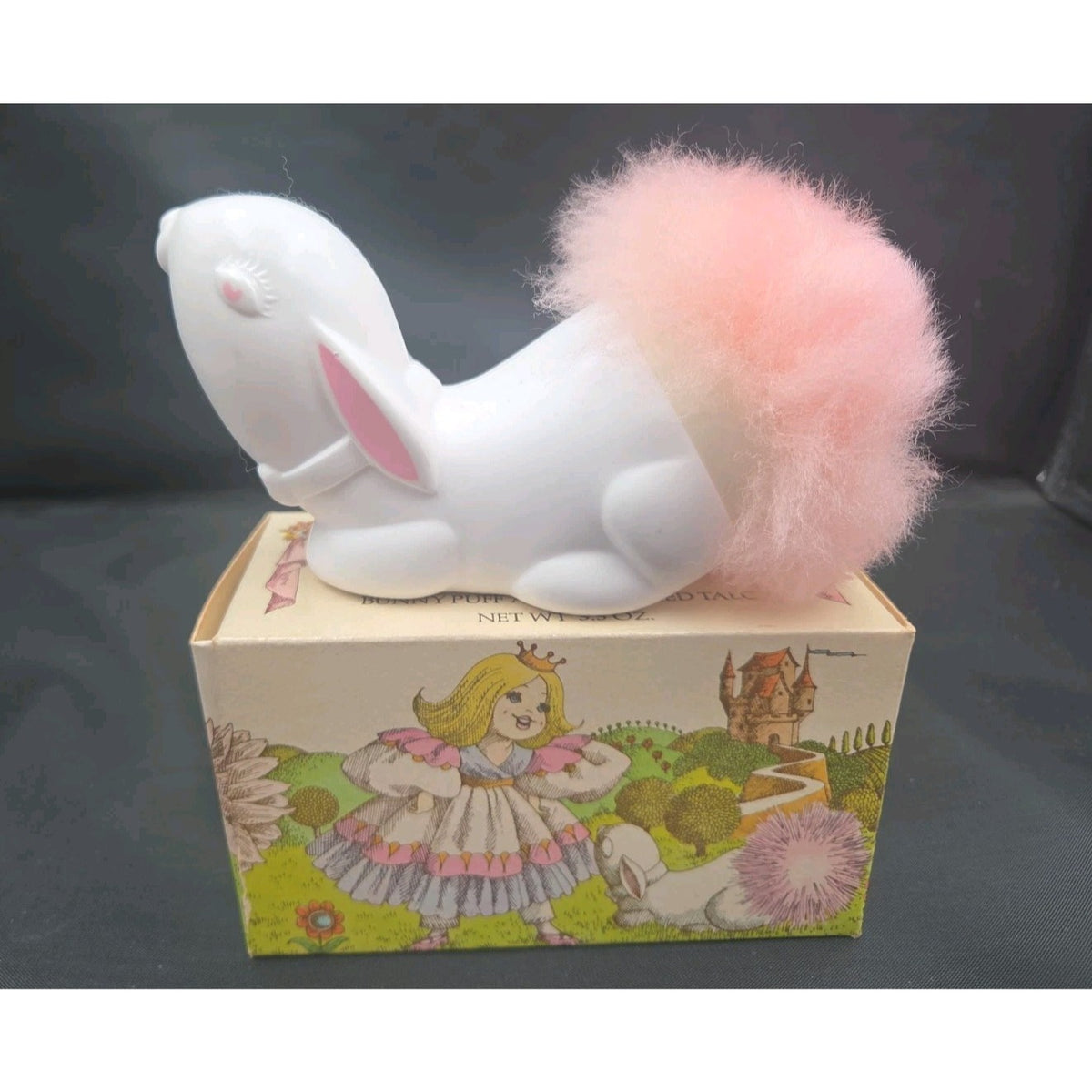 Avon Vintage Bunny Puff and Perfumed Talc Her Prettiness 1970 Pink 3.5 oz