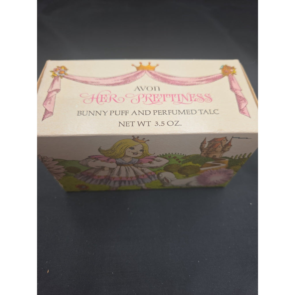 Avon Vintage Bunny Puff and Perfumed Talc Her Prettiness 1970 Pink 3.5 oz