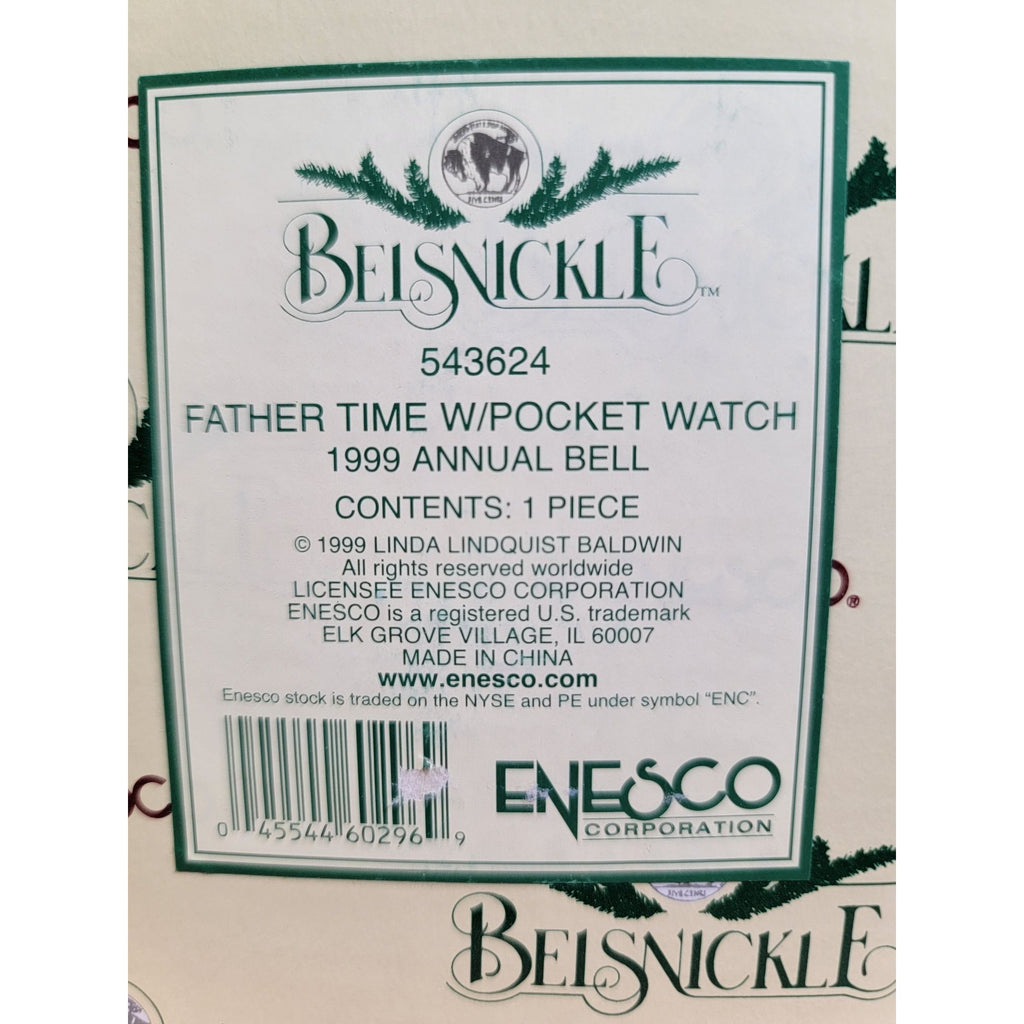Vintage Enesco Father Time Pocket Watch 1999 Belsnickle 543624 Annual Bell Limited Ed.
