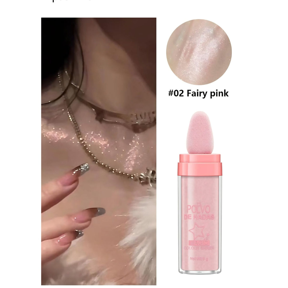 Magic Colour Shiner Fairy Pink Face Body Highlighter Contour Powder Makeup New
