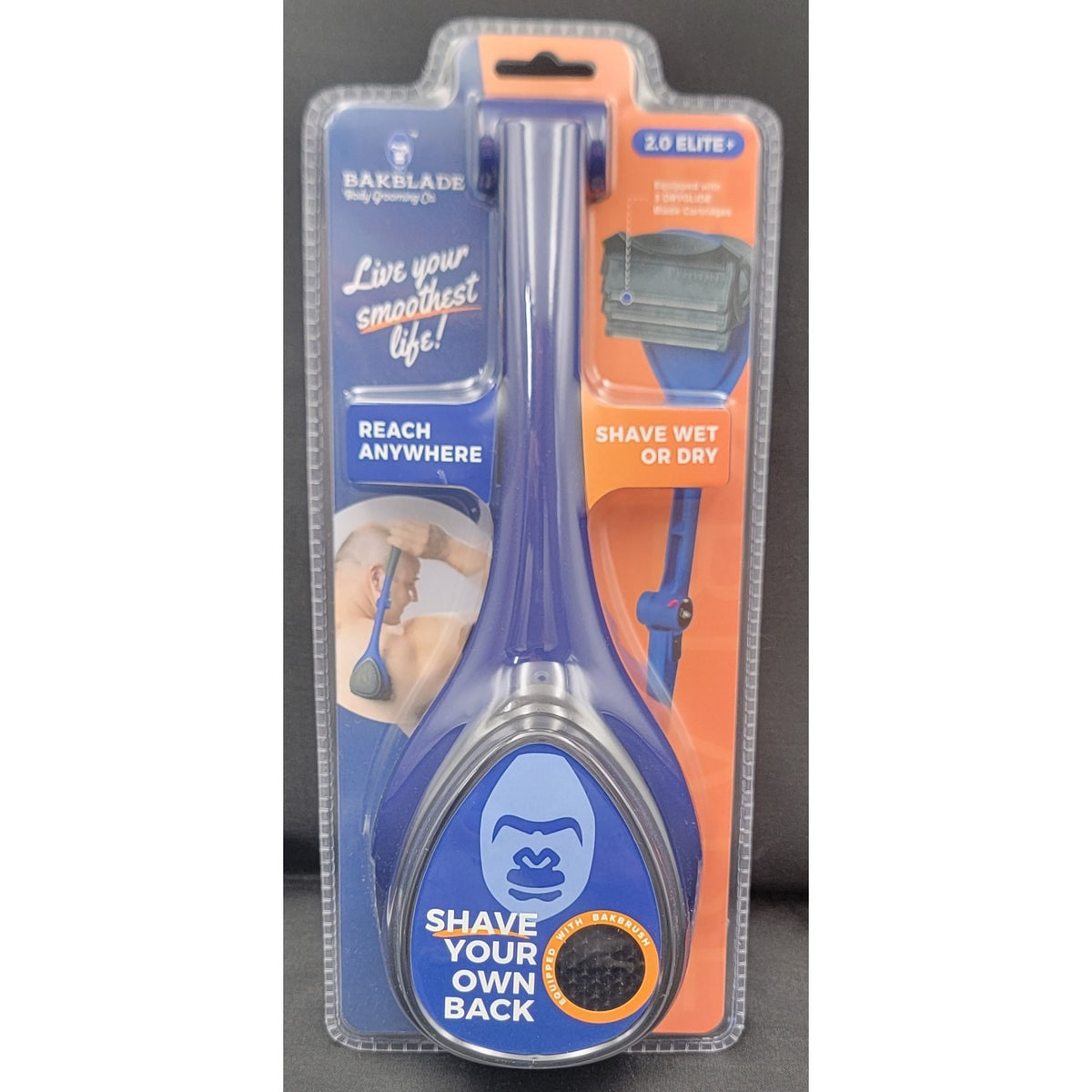 BakBlade Back Shaver 2.0 Elite For Men Silicone Grip Handle NEW SEALED