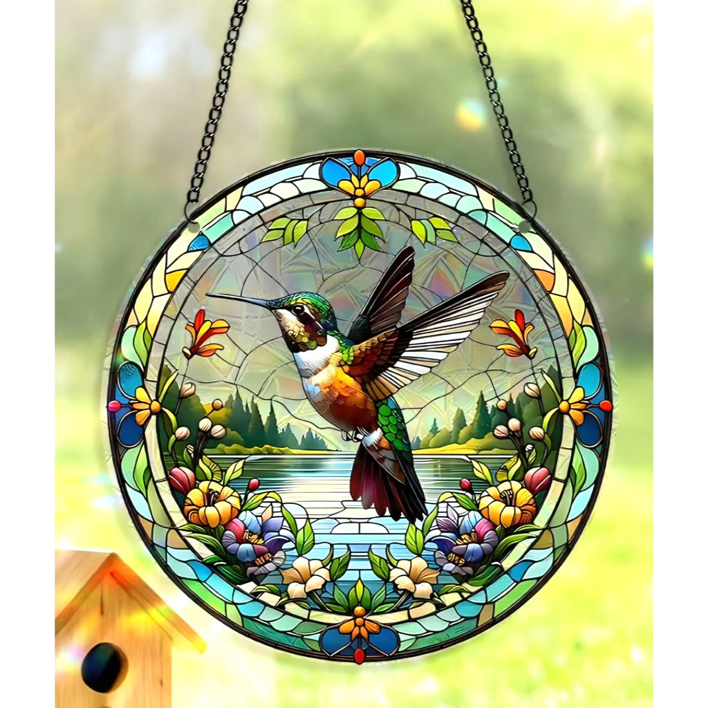 Hummingbird Sun Catcher Puzzle UV-Printed Acrylic 7.87 Inch Stained Glass Look