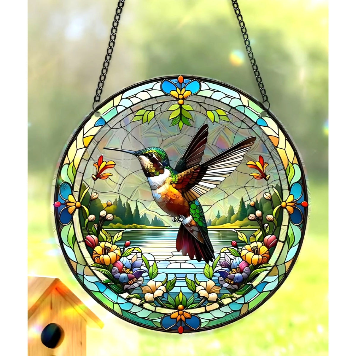 Hummingbird Sun Catcher Puzzle UV-Printed Acrylic 7.87 Inch Stained Glass Look