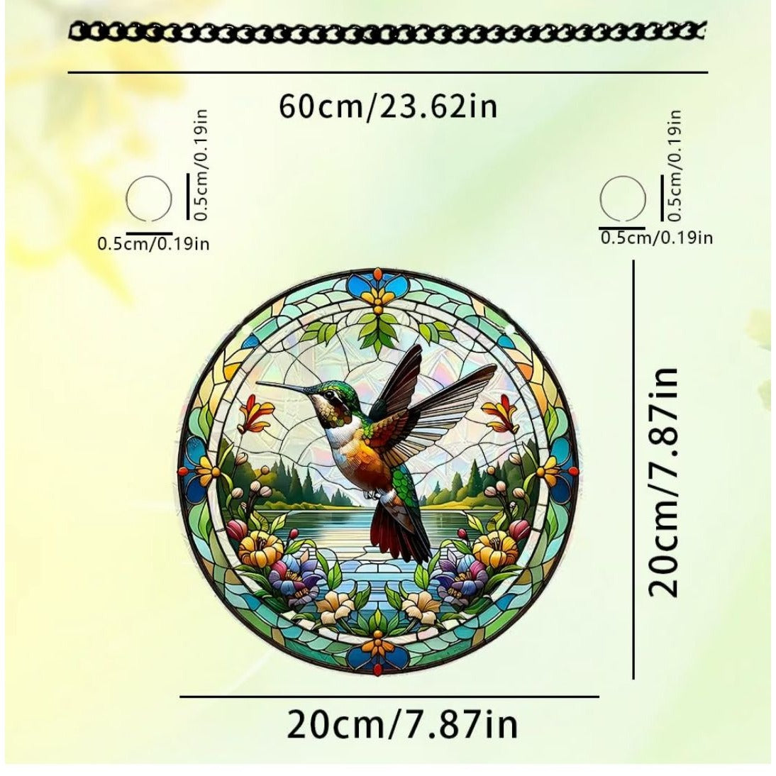 Hummingbird Sun Catcher Puzzle UV-Printed Acrylic 7.87 Inch Stained Glass Look