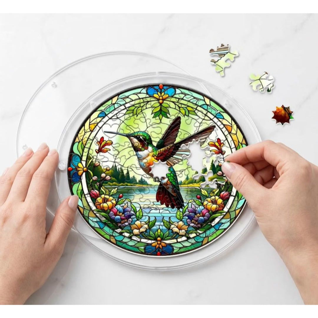 Hummingbird Sun Catcher Puzzle UV-Printed Acrylic 7.87 Inch Stained Glass Look