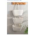 Hanging Cotton Rope Basket Set For Storage Or Display White 3-Tier Design