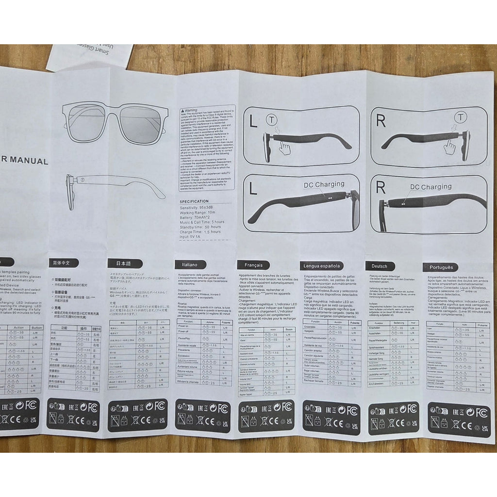 Smart Glasses Audio Touch Control 5-Hour Battery Model 07 Built-In Microphone