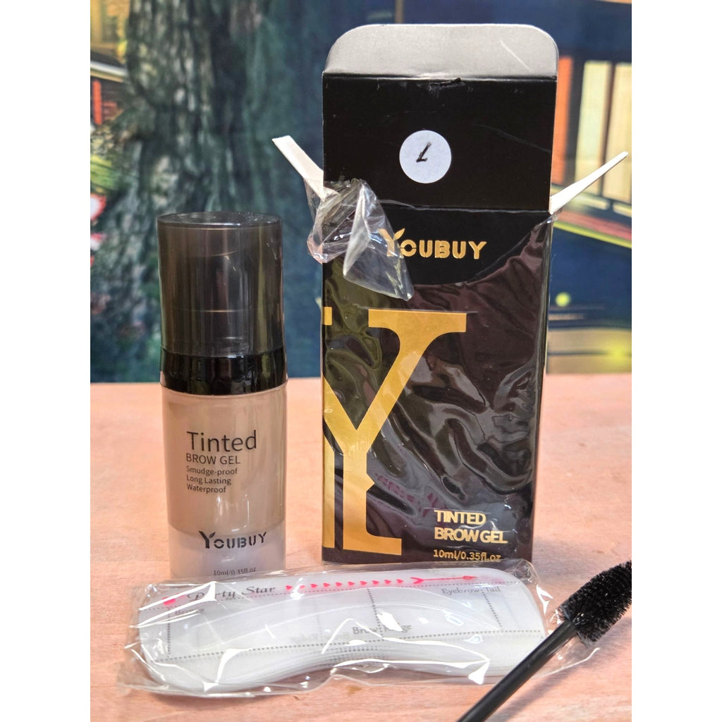 Tinted Brow Gel Smudge-Proof Waterproof Long-Lasting Brush & Eyebrow Stencil Set