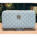 Zip-Around Wallet Monogrammed Design Blue Gray Card Slots Strap Inclded NEW
