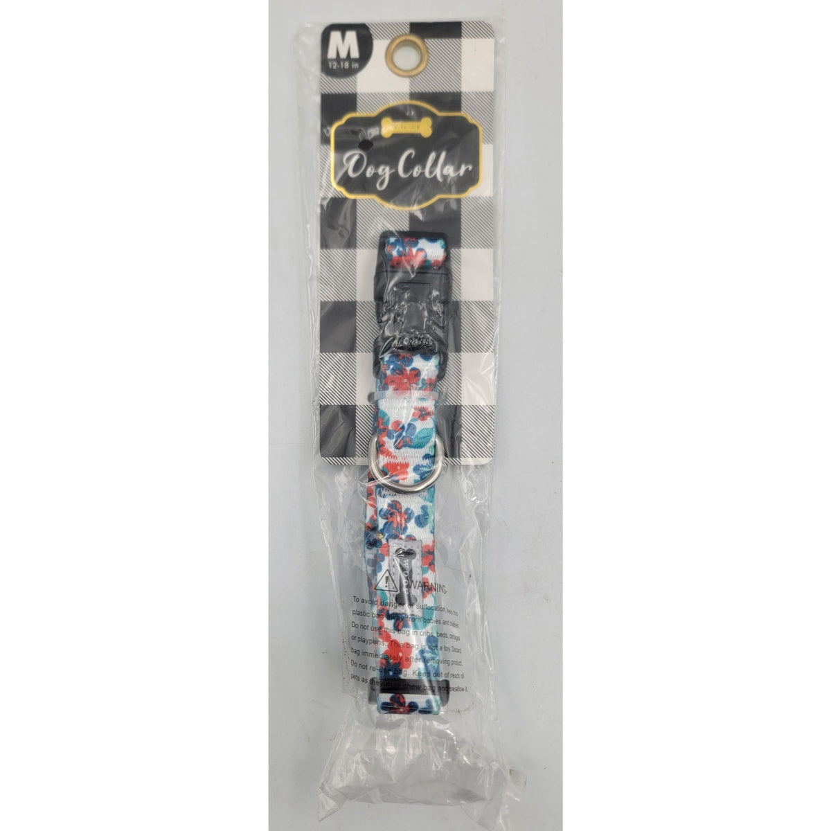 Medium Dog Collar Colorful Adjustable With Floral Print 12-18 Inches By Woof