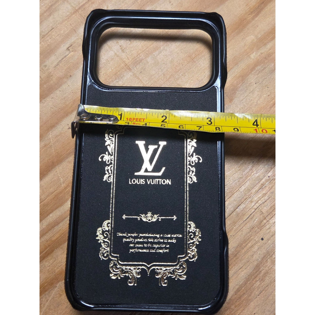 LV Monogram Multi-Function Wallet & Phone Case Black/Gold With Strap 12 Pro Max
