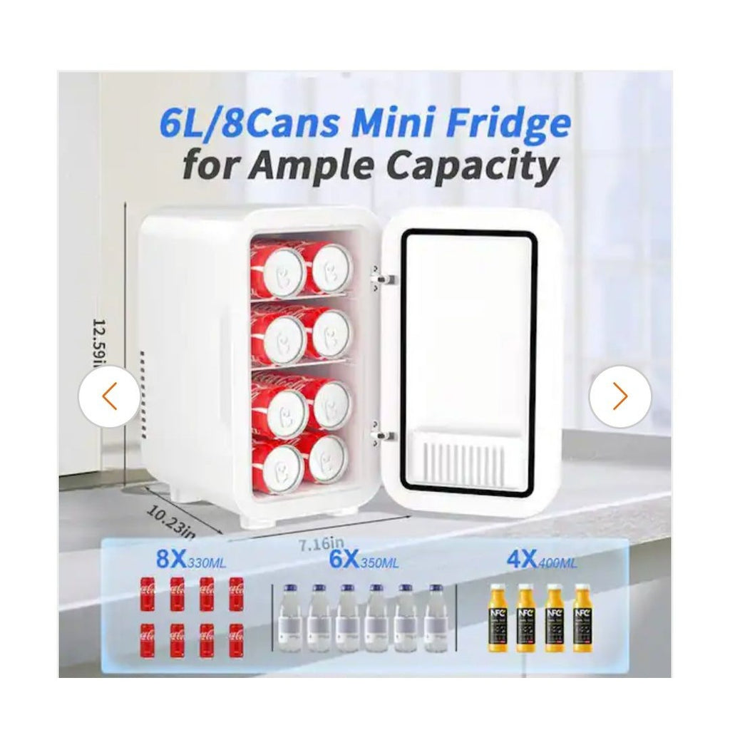 6L Mini Skincare & Beverage Fridge Cooling & Heating Compact Portable Design