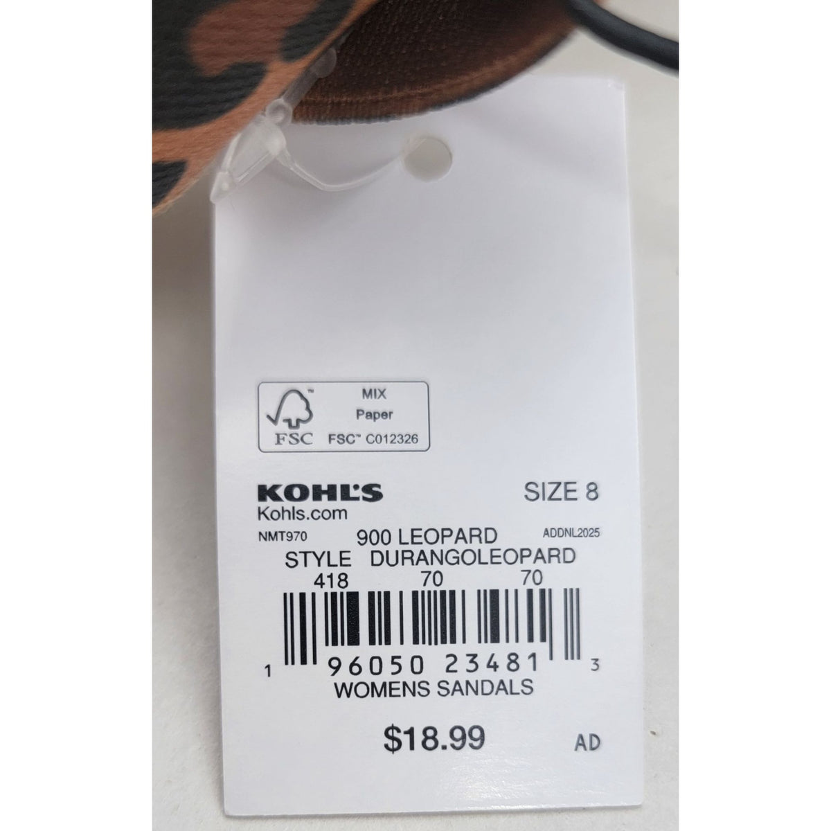 Kohl's SO Durango leopard Womens Sandals Size 8 Medium Square Toe