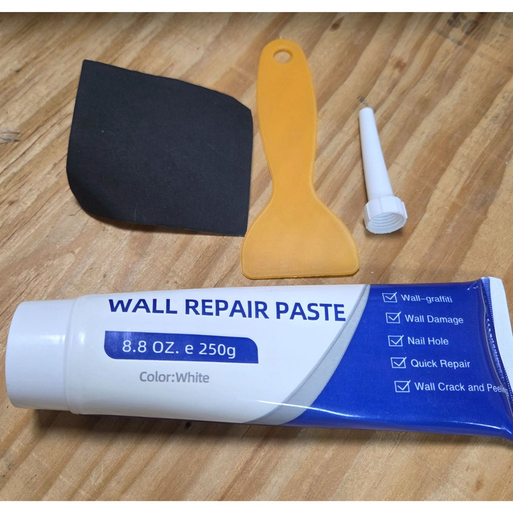 Wall Repair Paste Kit 8.8 Oz White With Scraper Sandpaper & Applicator For Quick Fixes