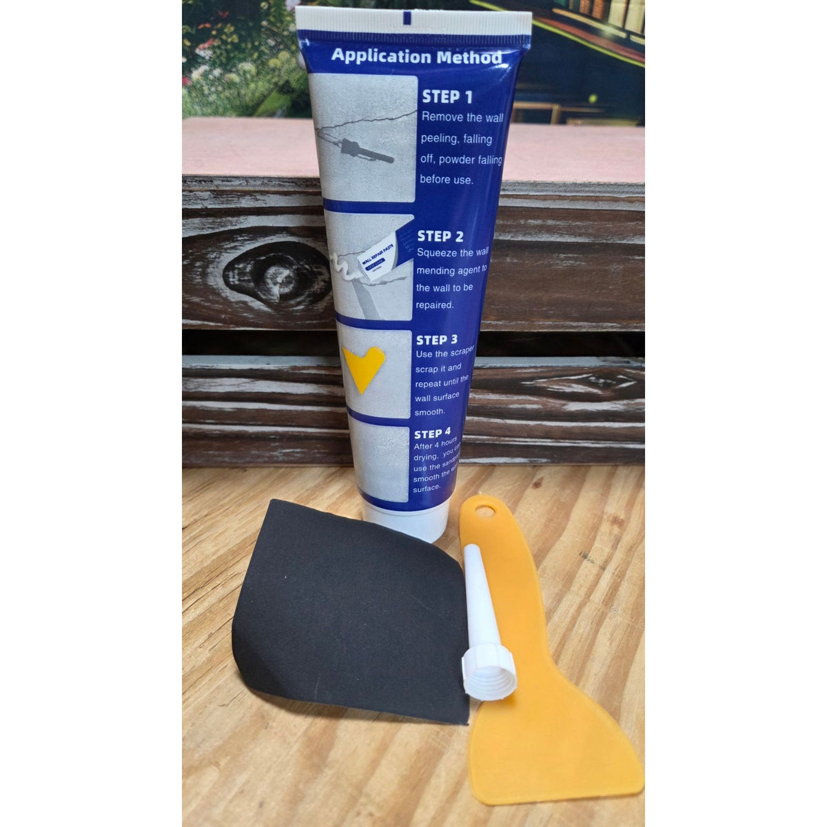 Wall Repair Paste Kit 8.8 Oz White With Scraper Sandpaper & Applicator For Quick Fixes