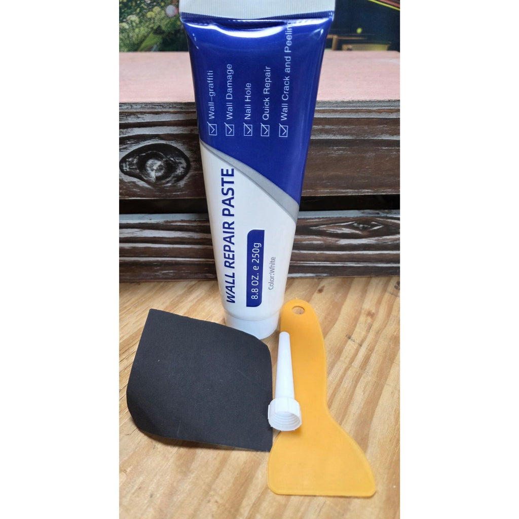 Wall Repair Paste Kit 8.8 Oz White With Scraper Sandpaper & Applicator For Quick Fixes