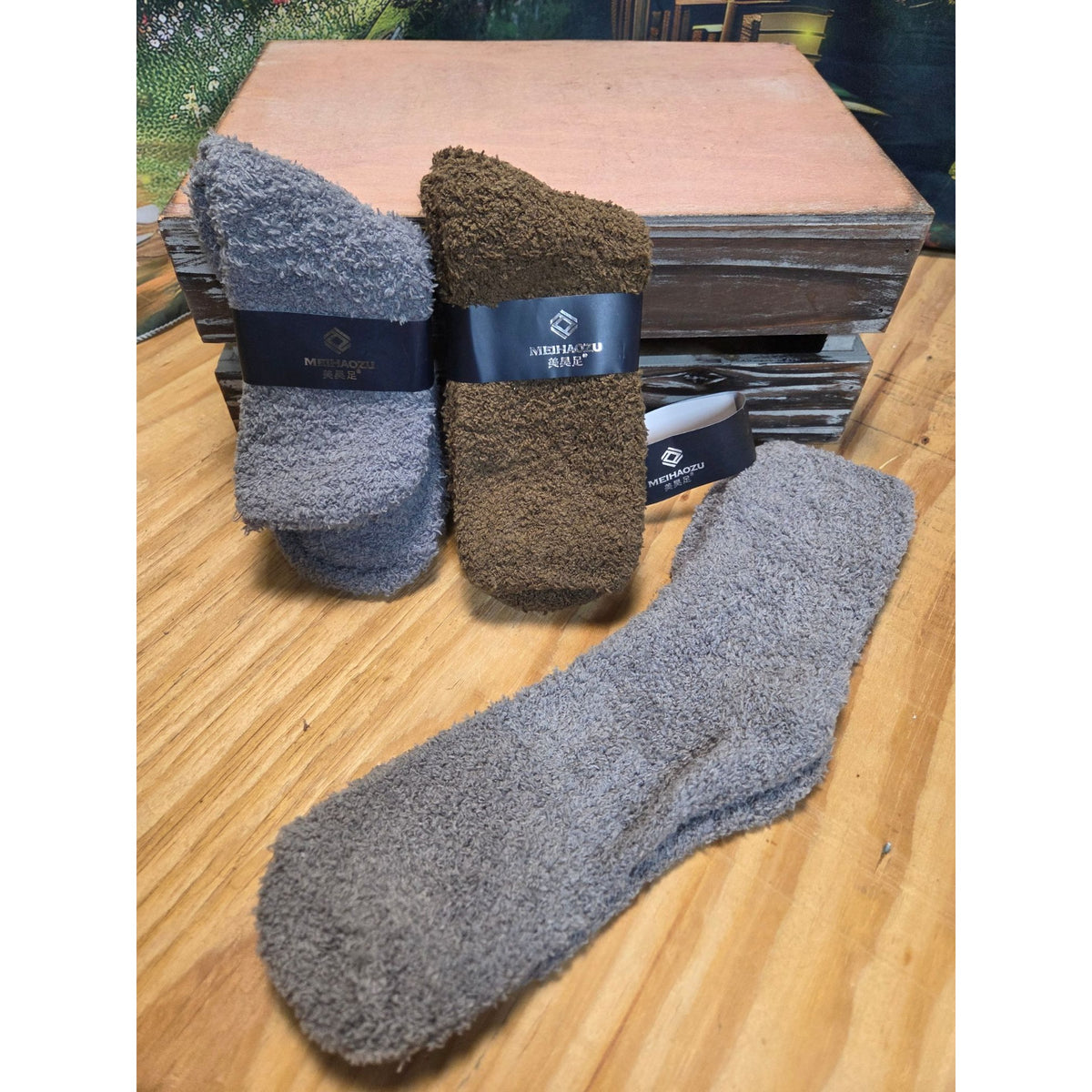 Soft Plush Fuzzy Socks 3-Pack MEIHAOZU Polyester Elastane Warm Cozy Winter Wear