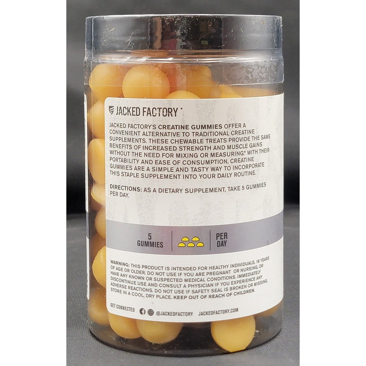 Jacked Factory Creatine Gummies 5000mg Daily Dose Lemon ex 3-27