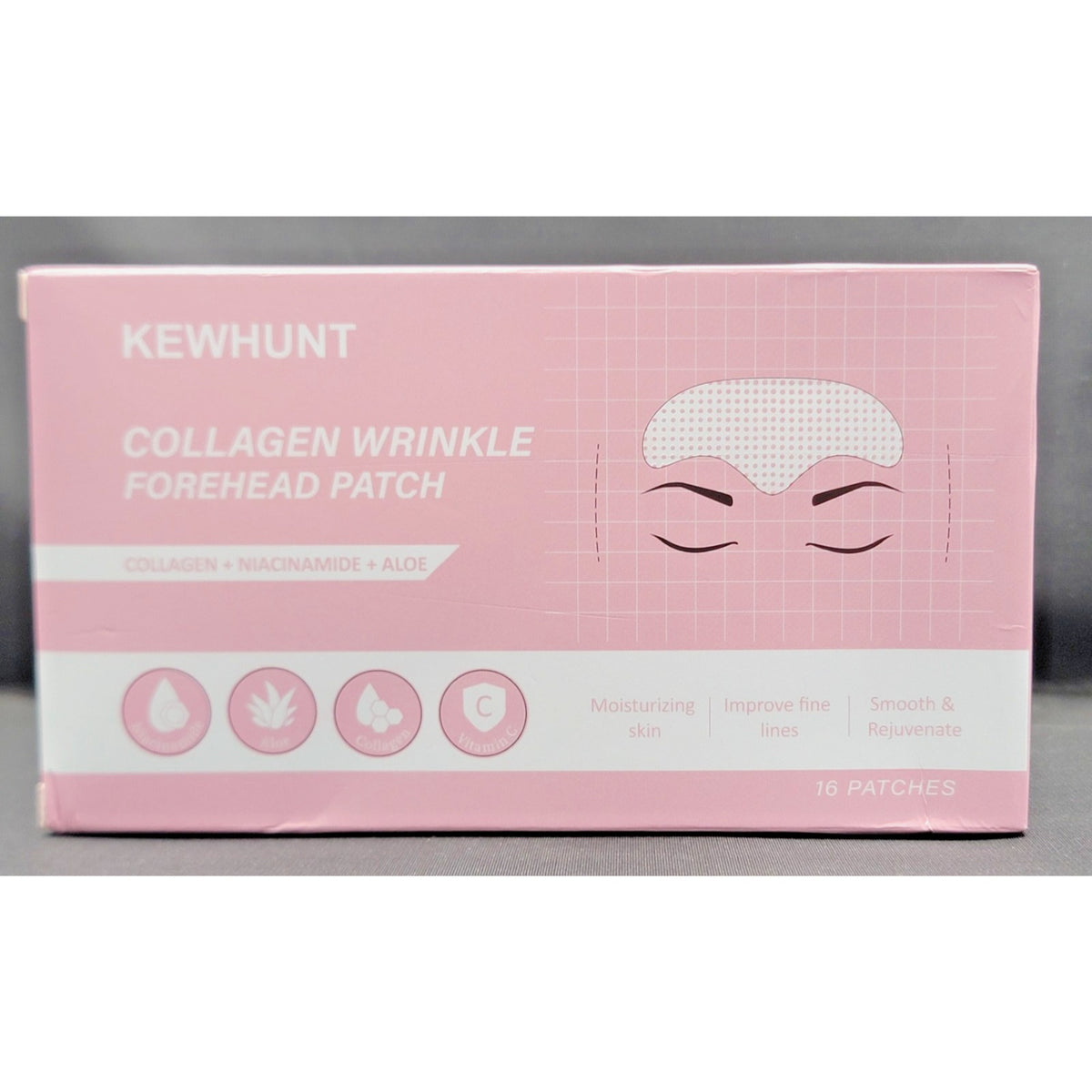 KEWHUNT Collagen Wrinkle Forehead Patch Niacinamide Aloe 16 Patches NEW ex 12-28