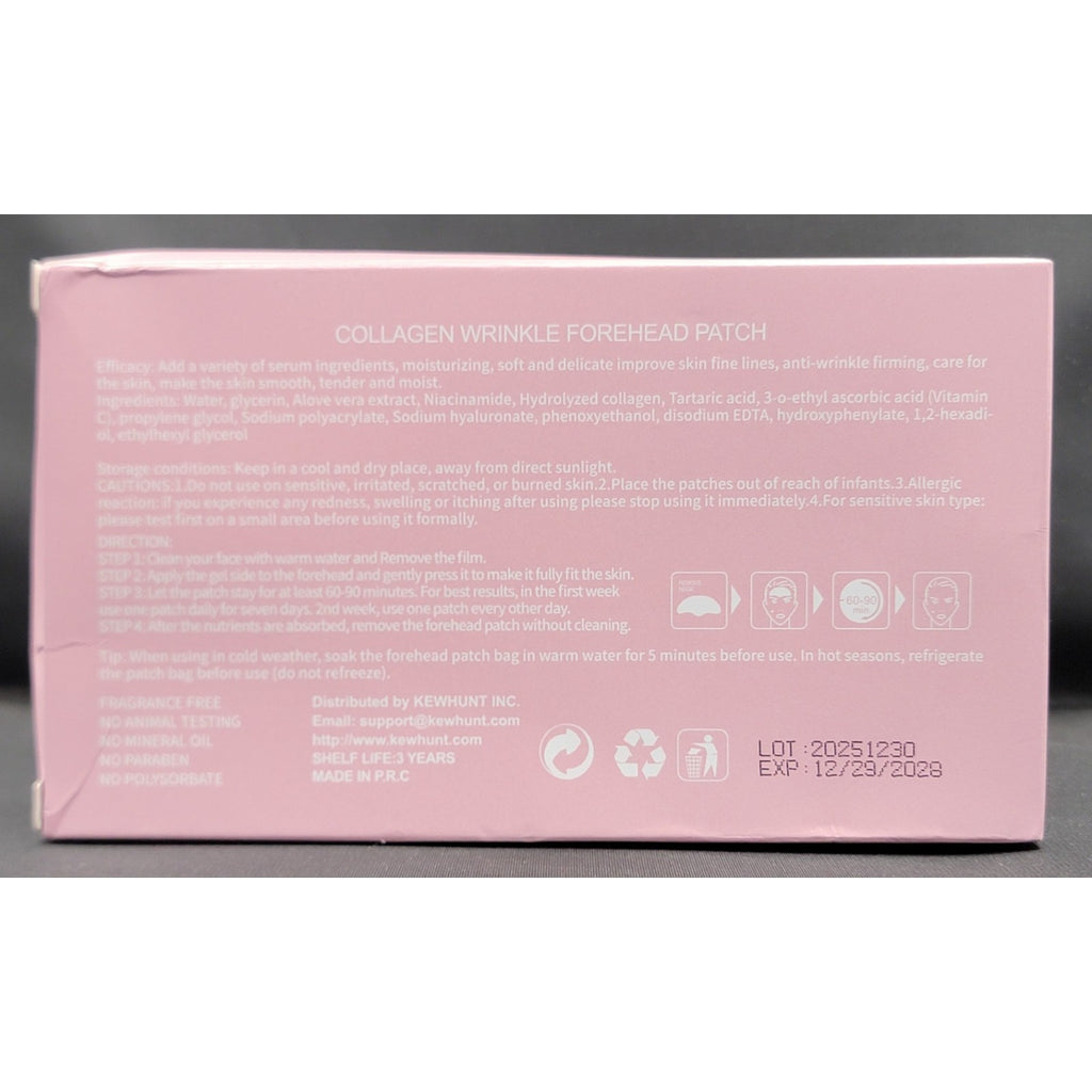 KEWHUNT Collagen Wrinkle Forehead Patch Niacinamide Aloe 16 Patches NEW ex 12-28